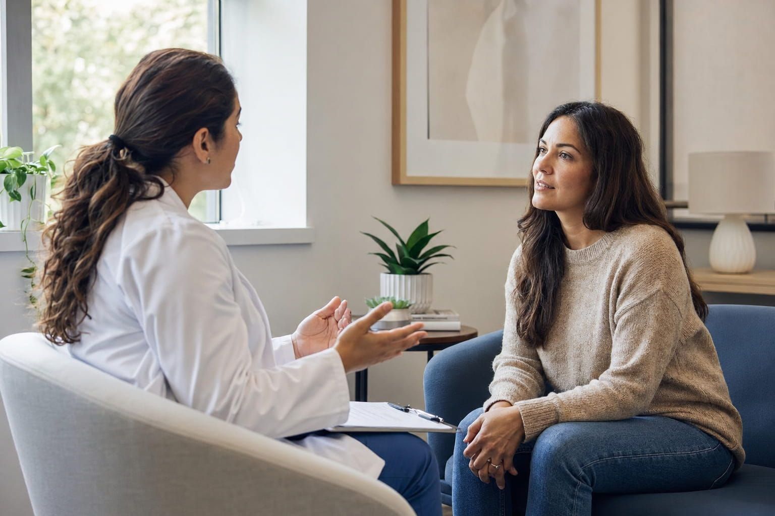 Wellness professional speaking with a client