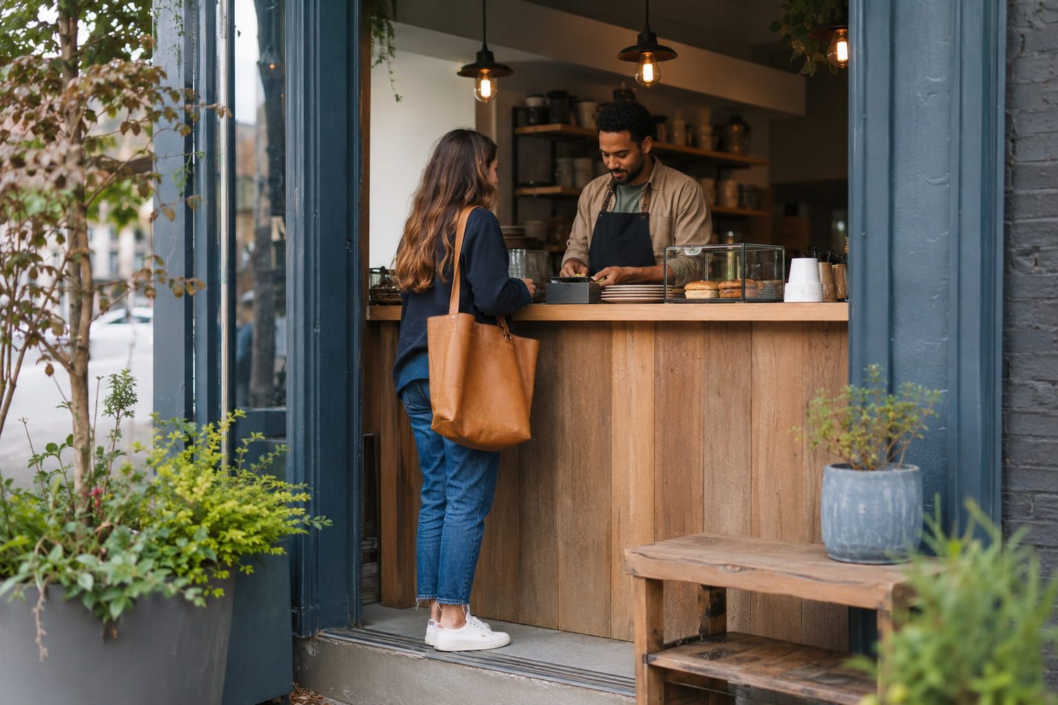 Customers and staff inside a local coffee shop